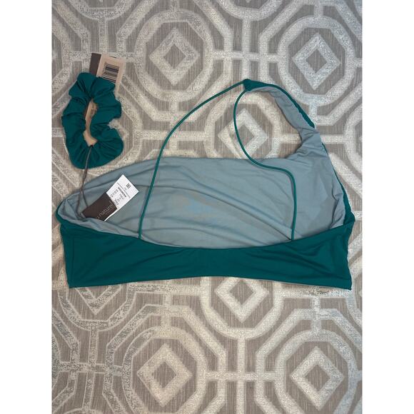 Gottex Au Naturel Reversible Bikini Swim Top Size 8 V-Neck‎ Solid Green Double - Picture 5 of 7